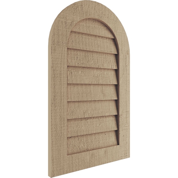 Timberthane Rough Cedar Round Top Faux Wood Non-Functional Gable Vent, Primed Tan, 28W X 30H